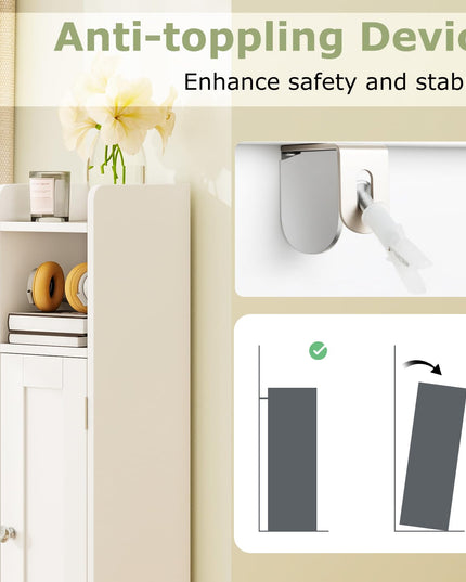 Giantex Small Bathroom Storage Cabinet with Door & Adjustable Shelves