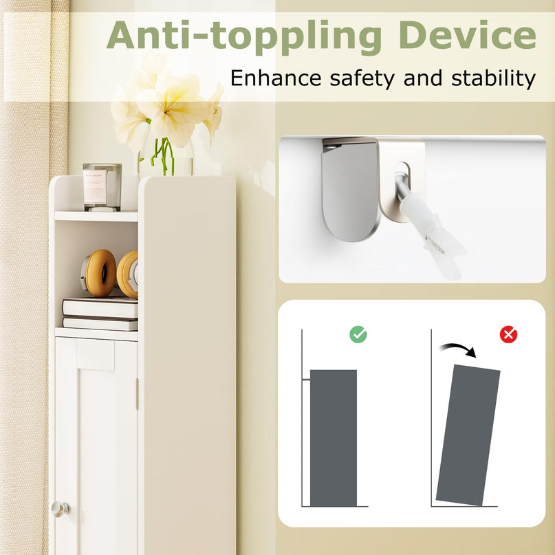 Giantex Small Bathroom Storage Cabinet with Door & Adjustable Shelves