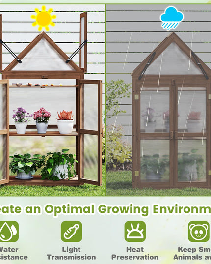 Giantex Garden Cold Frame  Mini Greenhouse Storage Shelves