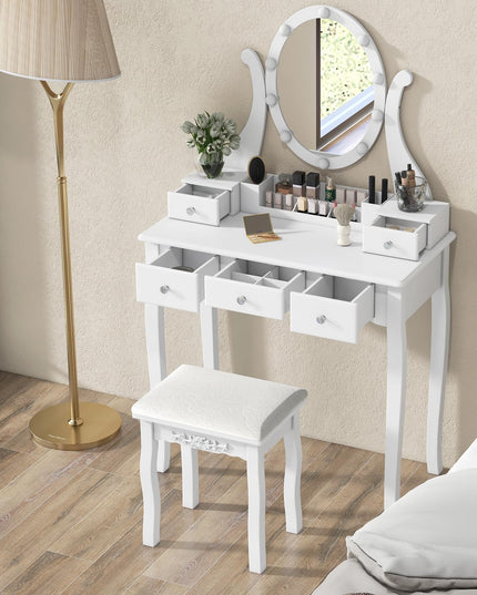 CHARMAID Vanity Desk with Lighted Mirror
