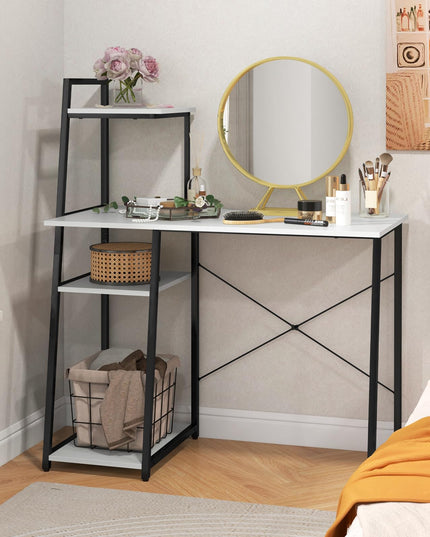 Giantex Computer Desk with Shelves, 47.5” Home Office Desk with Bookshelf, Host Stand