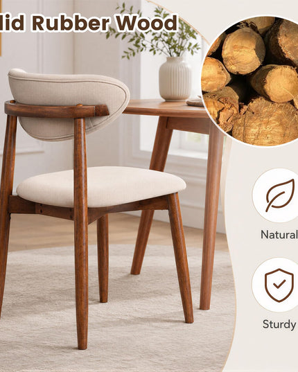 Giantex Wooden Dining Chairs Set of 2/4 with Curved Back & Fabric Padded Seat