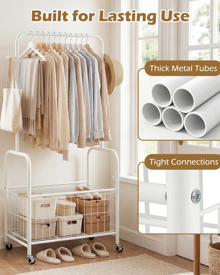 Giantex 35" Clothes Rack with Storage Basket