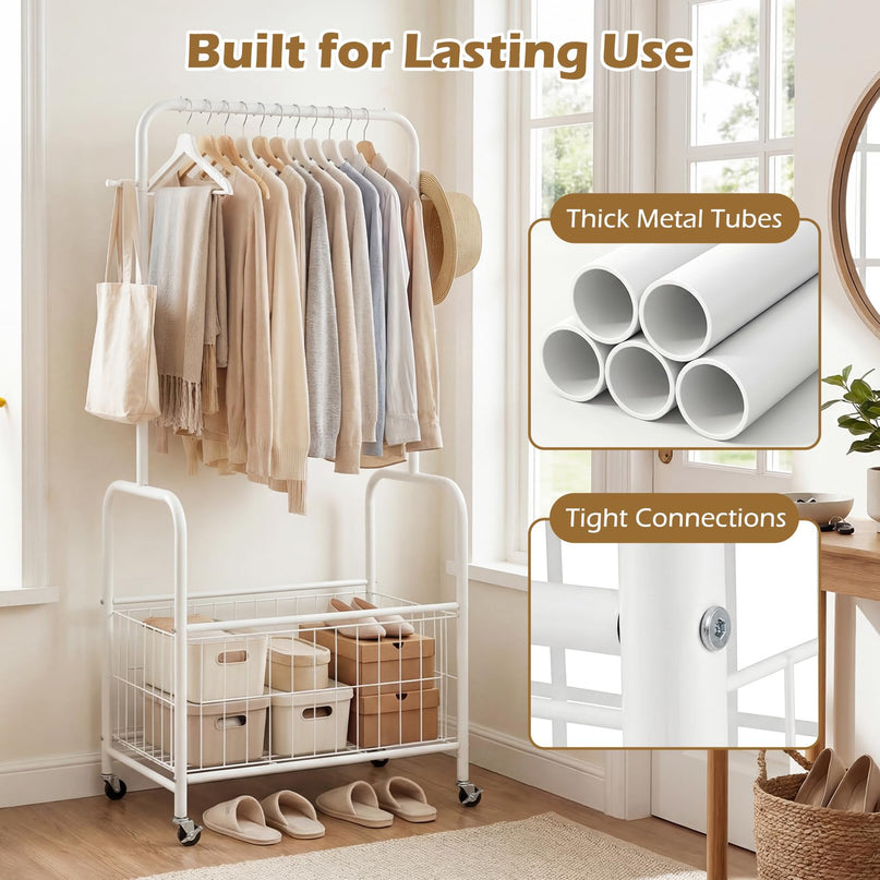Giantex 35" Clothes Rack with Storage Basket
