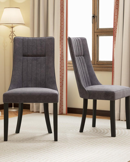 Giantex Upholstered Dining Chairs Set, Channel Tufted Kitchen Chairs w/High Backrest