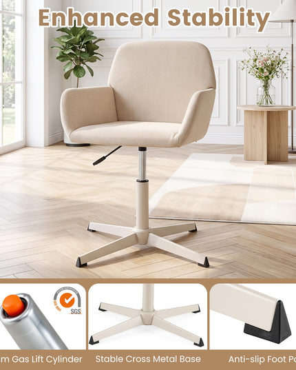 GIANTEX Vanity Chair with Back | 360° Swivel Armchair w/Adjustable Height (1/2)