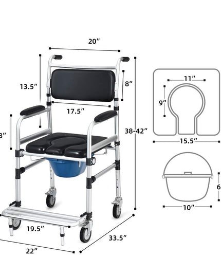 Giantex 3 in 1 Lightweight Shower Commode Wheelchair