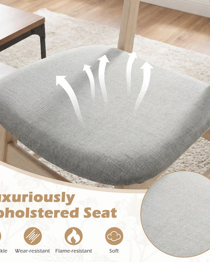 Giantex Wooden Upholstered Kitchen Chairs with Rubber Wood Legs (2/4)