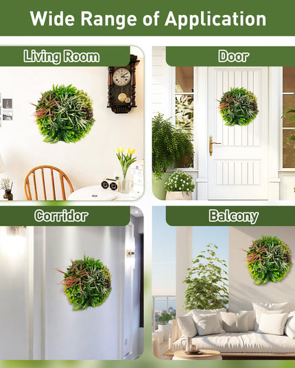 Giantex 2 Pack Hanging Artificial Plants Panels, 20" Round Framed 3D Greenery Wall Art Decor
