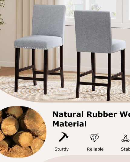 Giantex Modern Bar Stools Set of 2/4 26" Upholstered Counter Height Bar Stools