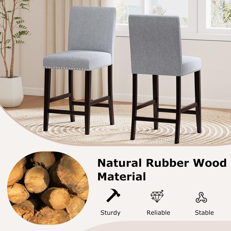Giantex Modern Bar Stools Set of 2/4 26" Upholstered Counter Height Bar Stools