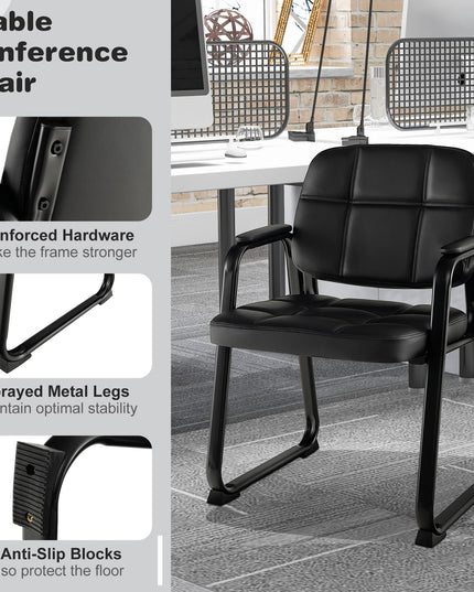Giantex Waiting Room Chairs, Reception Guest Chair with Padded Armrests, Metal Frame & Sled Base
