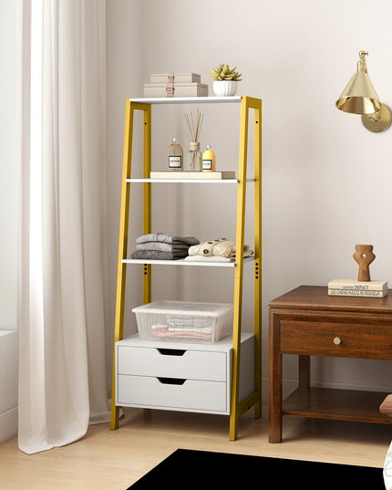 Giantex 4 Tier Bookshelf with 2 Drawers for Study