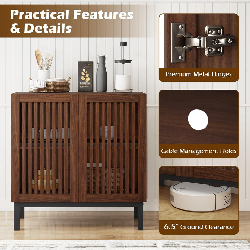 Buffet de cuisine bahut de ferme Giantex de 81 cm avec portes à lattes