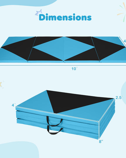 Giantex 4'x10' Gymnastics Mat, 2" Thick Folding Tumbling Mat with Carrying Handles