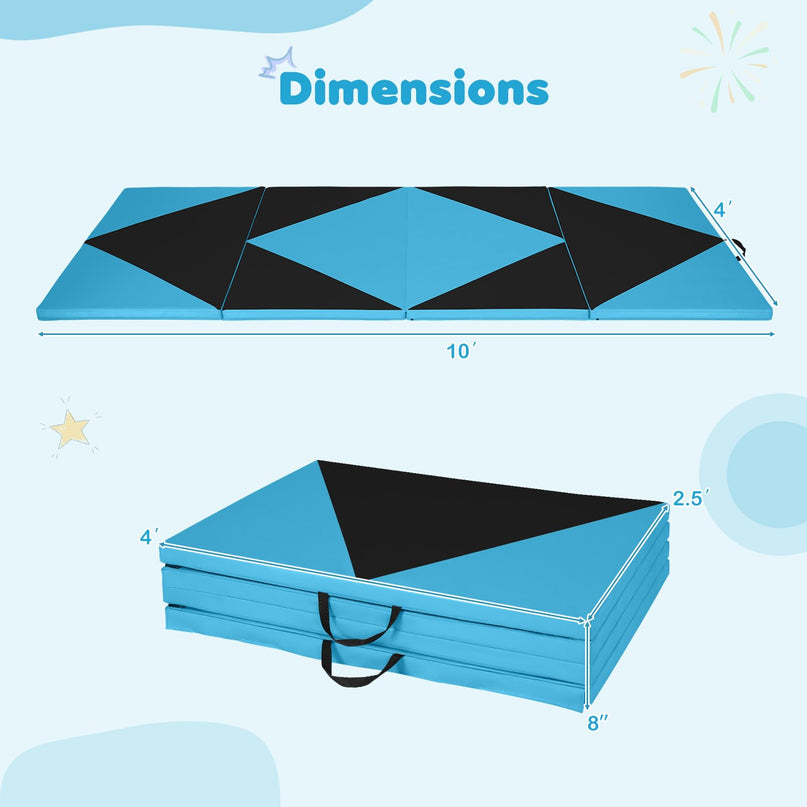 Giantex 4'x10' Gymnastics Mat, 2" Thick Folding Tumbling Mat with Carrying Handles