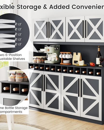 Grand placard de cuisine Giantex de 178 cm de haut, 160 cm de large, style ferme