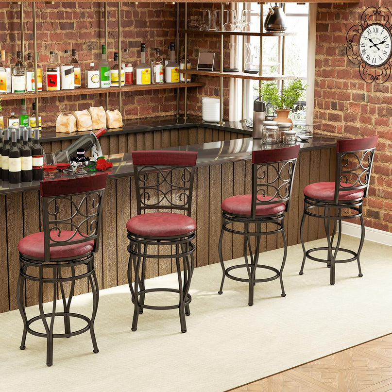 Giantex 26" Swivel Bar Stools with Upholstered PU Leather Seat & Footrest