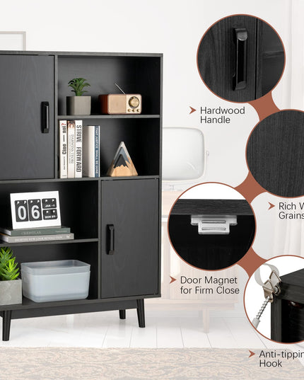 Giantex Storage Cabinet with Legs 4-Tier Bookshelf for Books & Photos