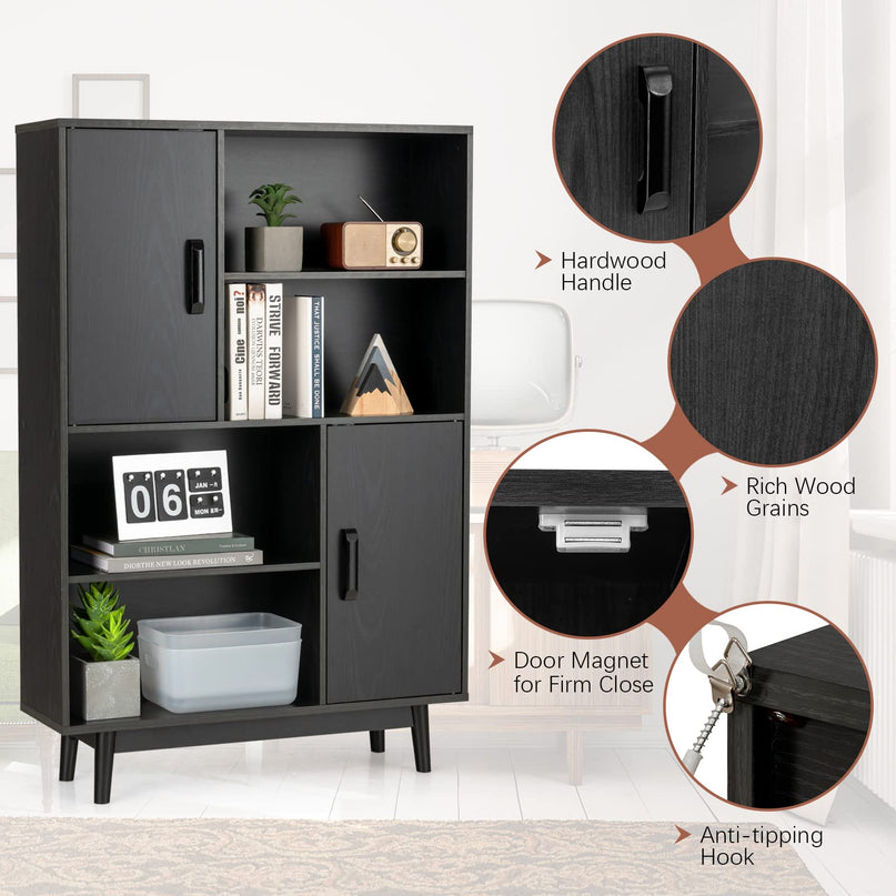 Giantex Storage Cabinet with Legs 4-Tier Bookshelf for Books & Photos