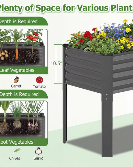 Giantex 46"x24"x31" Galvanized Raised Garden Bed with Legs (1/2)