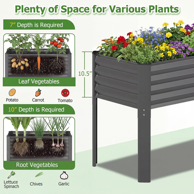Giantex 46"x24"x31" Galvanized Raised Garden Bed with Legs (1/2)