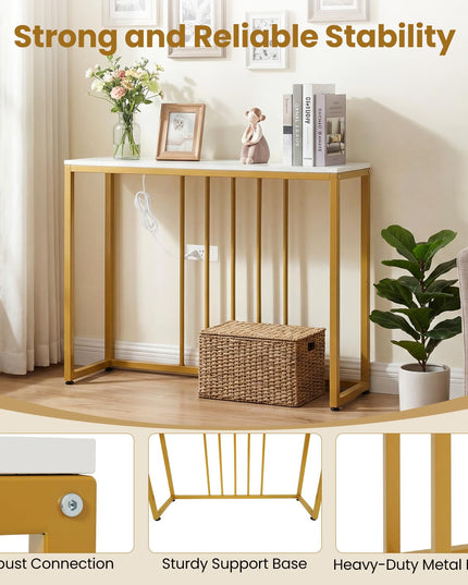 Giantex Console Table with Charging Station for Living Room