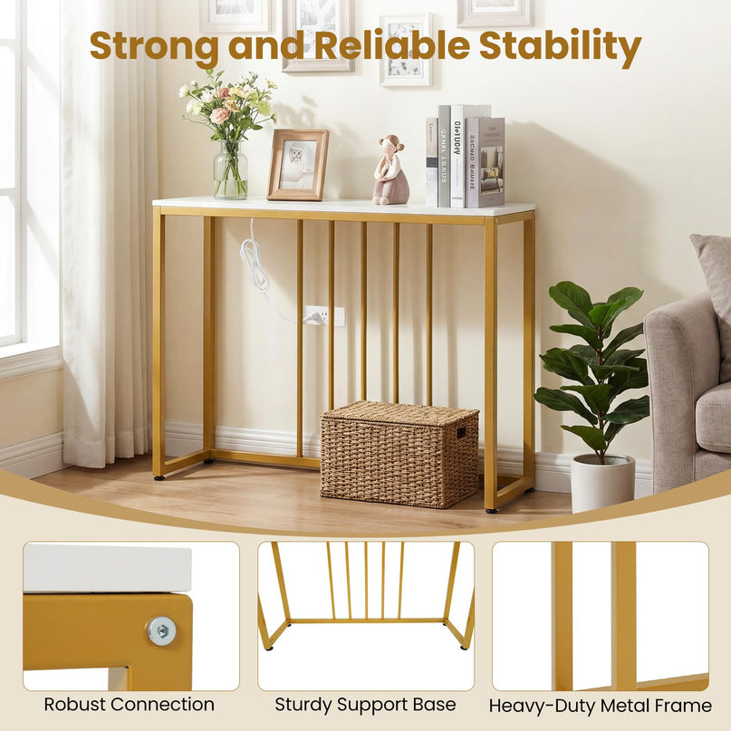 Giantex Console Table with Charging Station for Living Room