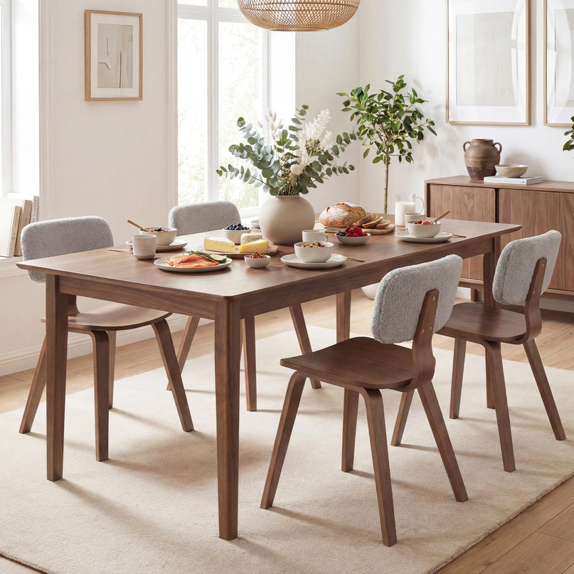 Giantex Rubber Wood Dining Room Chairs with Teddy Velvet Padded Backrest & Ergonomic Seat