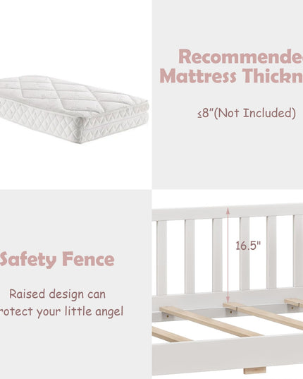 Giantex Twin House Bed with Drawers, Wooden Twin Bed Frame with Cube Storage & Fence Rails