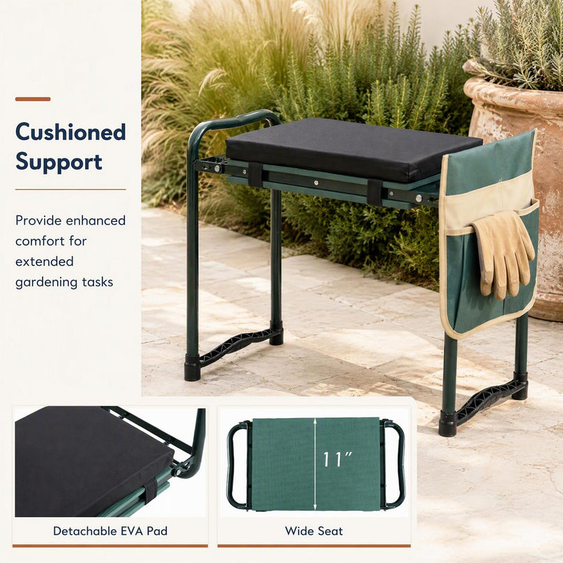 GIANTEX 11-Inch Wide Garden Kneeler and Seat | Foldable 2-in-1 Gardening Bench