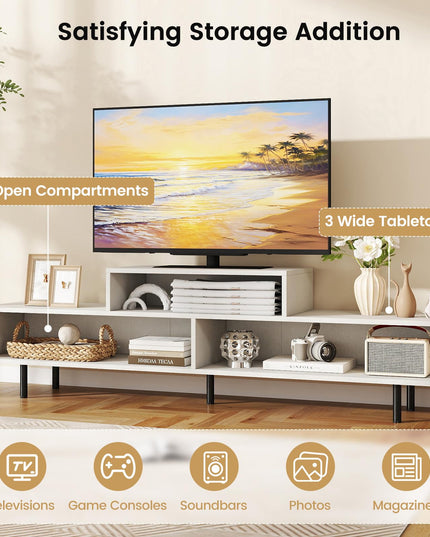 Meuble TV Giantex 3 cases pour téléviseurs jusqu'à 70 pouces, meuble de divertissement avec compartiments de rangement ouverts