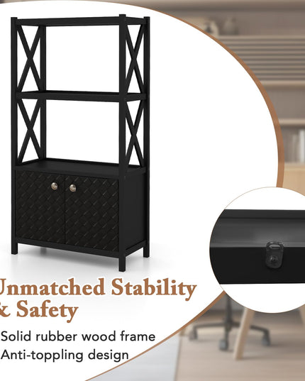 Giantex Storage Cabinet, Freestanding Storage Organizer with Open Shelves, Double Doors