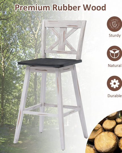 360 Degree Rubber Wood Bar Chairs, Vintage Bar Stools for Home, Restaurant & Pub