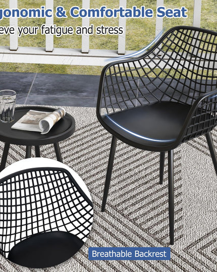 Giantex 3 Piece Patio Furniture Set, Outdoor Bistro Table and Chairs Set of 2, PP Seat & Metal Legs