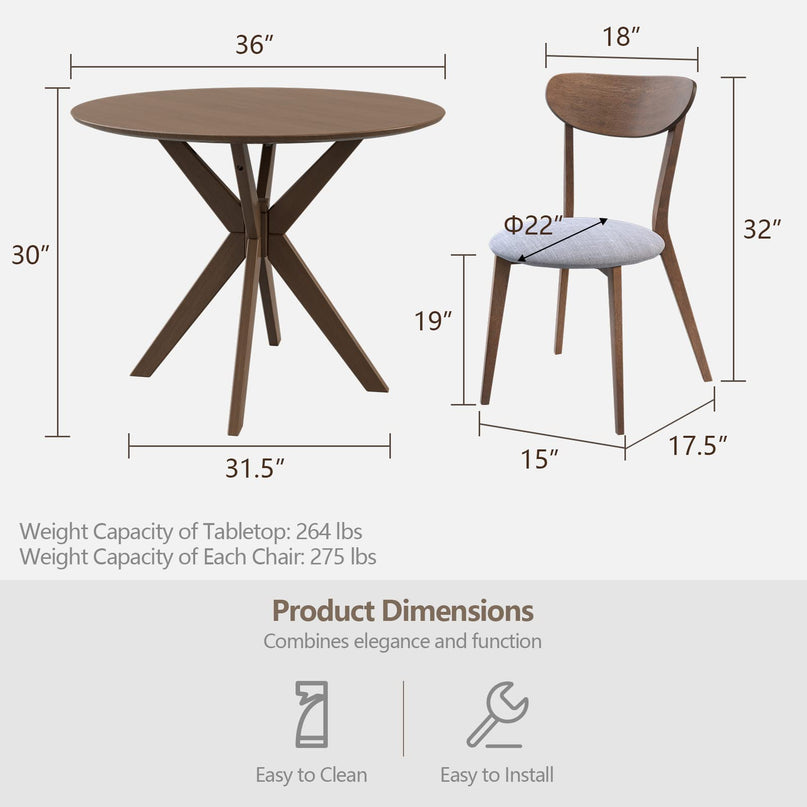 3 Piece Dining Table and Chair Set - Giantex