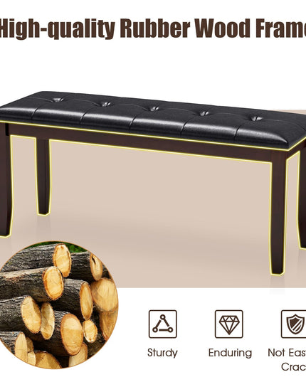 Giantex Button-Tufted Dining Bench, 45.5” PU Leather Upholstered Bench w/Loads 400 Lbs