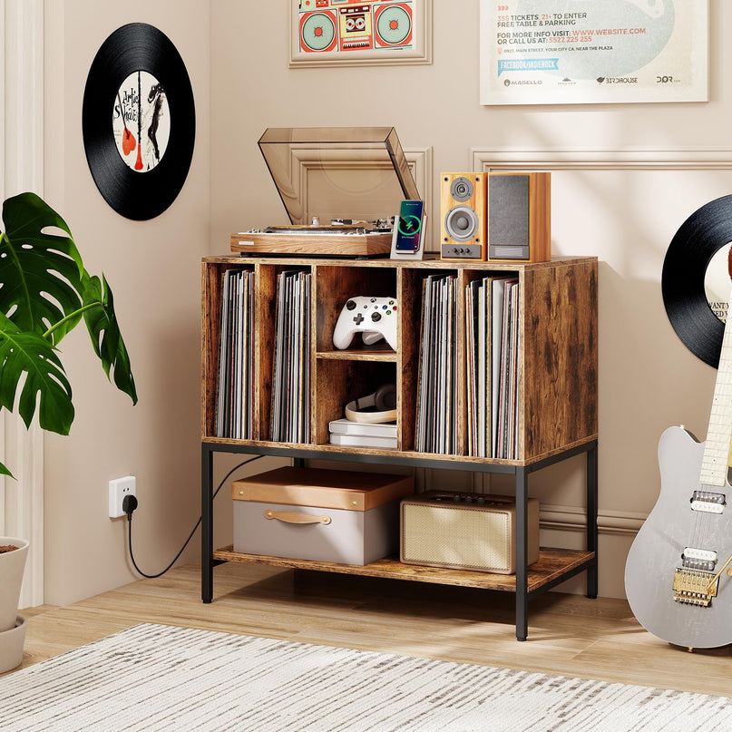 Giantex Turntable Stand with Storage Shelves Hold Up to 150+ Albums