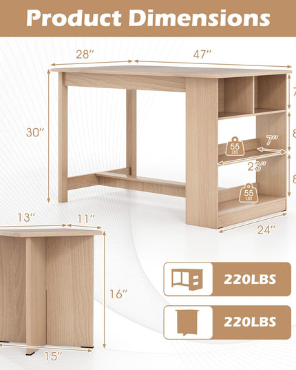 Giantex Kitchen Table Set for 4 with Side Storage Shelf
