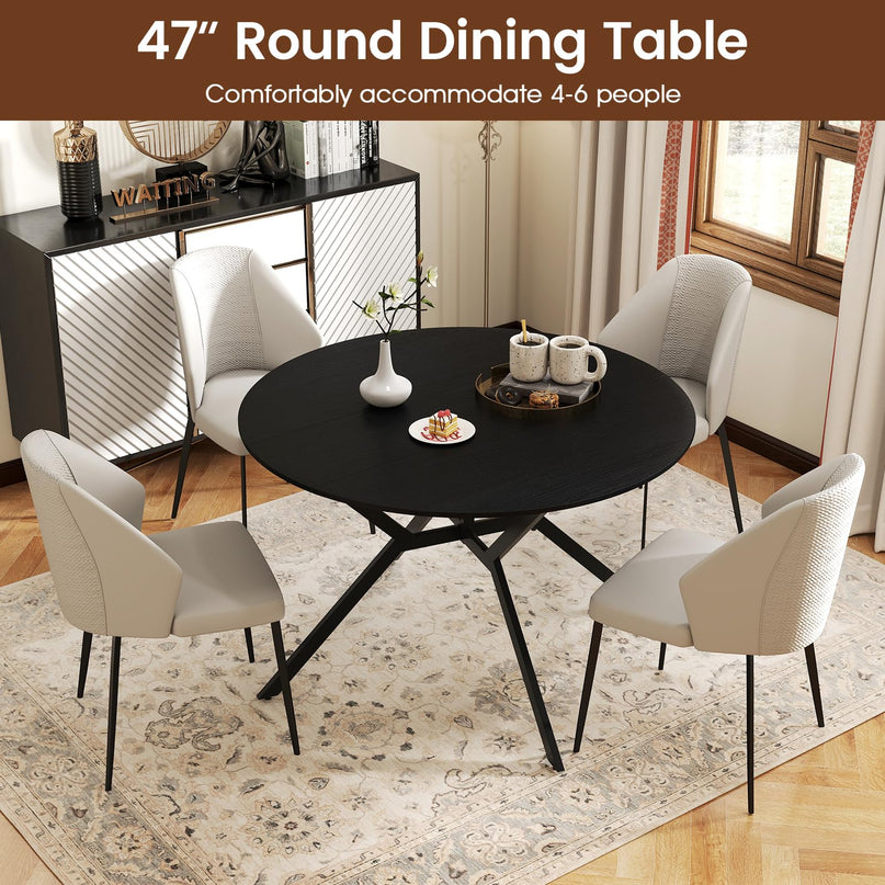Giantex Folding Dining Table for 4-6 People 47" Round Drop Leaf Table