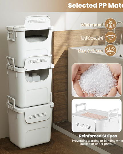 Bacs de rangement empilables Giantex 32QT avec couvercles