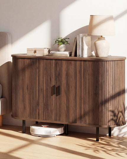 Giantex 47'' Fluted Sideboard Buffet Cabinet with Tambour Sliding Doors