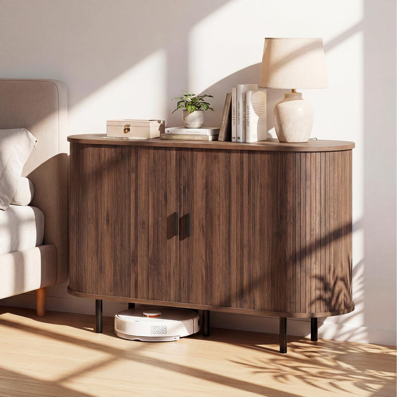 Giantex 47'' Fluted Sideboard Buffet Cabinet with Tambour Sliding Doors