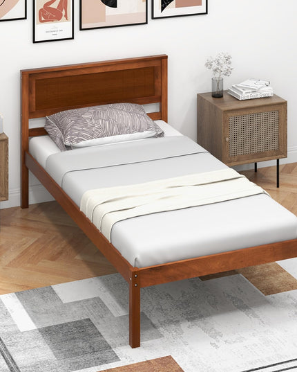 Giantex Wood Full Platform Bed with Headboard