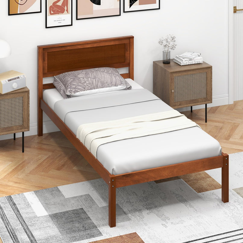 Giantex Wood Full Platform Bed with Headboard