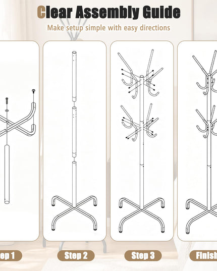 GIANTEX Metal Coat Rack Freestanding with 16 Hooks & 4 Legs
