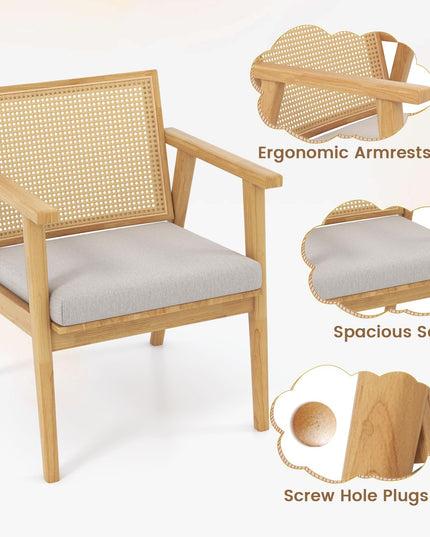 Giantex Modern Rattan Accent Chair Set of 2/4, Mid Century Accent Chairs w/Curved Backrest