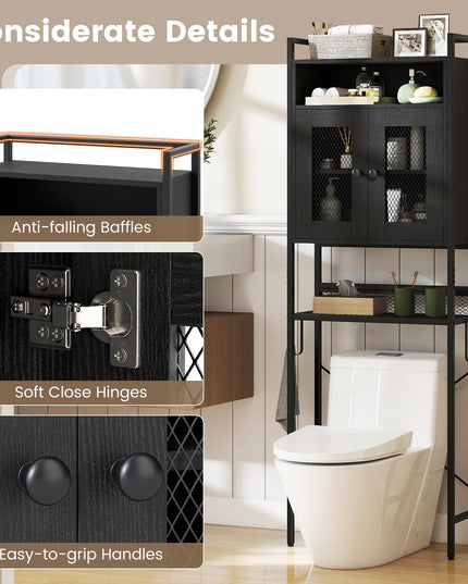 Meuble de rangement autoportant Giantex sur toilettes avec porte-rouleau de papier toilette et crochet