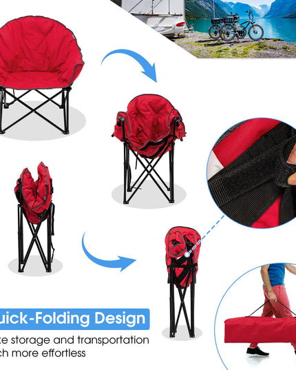 Giantex Portable Camping Chair, Lawn Chair, Outdoor Folding Chair with Cup Holder, Soft Seat