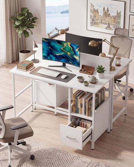 Giantex White Computer Desk w/Open Shelf and Storage Drawer